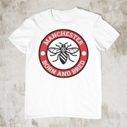 Manchester Born and Bred Bee Badge Large Print T-Shirt