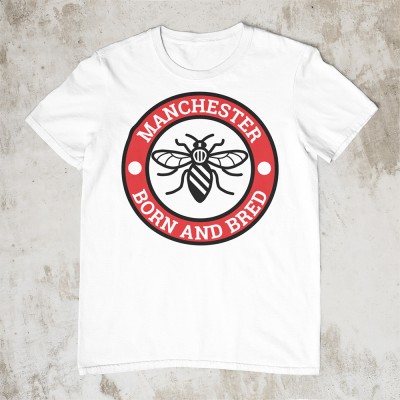 Manchester Born and Bred Bee Badge Large Print