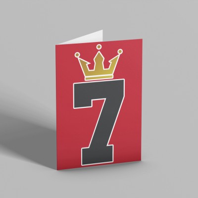 Number Seven Crown Greetings Card