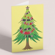 United Christmas Tree Bar Scarf Greetings Card