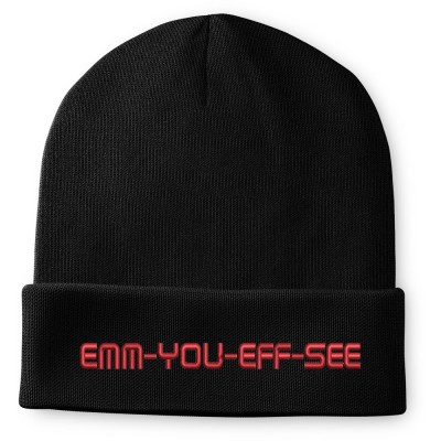 emm you eff see Embroidered Beanie Hat