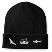 Seagull, Trawler, Sardine Embroidered Beanie Hat